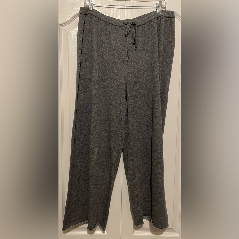 Eileen Fisher Dark Gray Knit Wide-Leg Pants